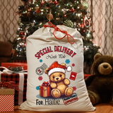 Personalized Teddy Bear Santa Sack DTF Print