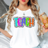 Neon Teach Dotted Doodle DTF Print