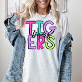 Neon Doodle Tigers DTF Print