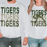 Tigers Matching Stacked Camo Greens DTF Print