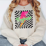 Trojans Checker Bolt Distressed DTF Print