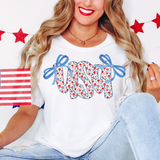 Floral USA Coquette Bow DTF Print