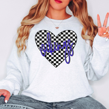 Vikings Retro Checker Heart DTF Print