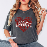Warriors Faux Glitter Heart DTF Print
