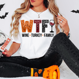 WTF Wine Turkey Family Faux Sequin DTF Print