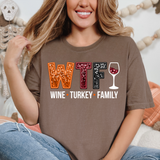 WTF Wine Turkey Family Faux Sequin DTF Print