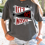 Wolves Lets Go Star Banner Trio DTF Print