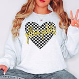 Yellow Jackets Retro Checker Heart DTF Print