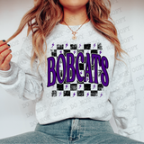 Distressed Bobcats Checker DTF Print