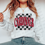 Distressed Cardinals Checker DTF Print