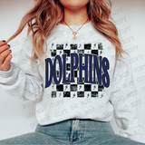 Distressed Dolphins Checker DTF Print