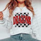 Distressed Dragons Checker DTF Print
