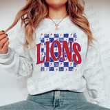 Distressed Lions Checker DTF Print