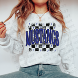 Distressed Mustangs Checker DTF Print