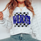 Distressed Wildcats Checker DTF Print