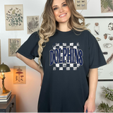 Distressed Dolphins Checker DTF Print