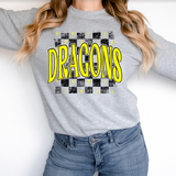 Distressed Dragons Checker DTF Print