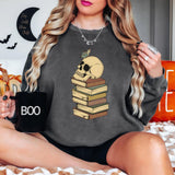 Halloween Skull Book Stack DTF Print