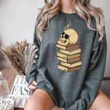 Halloween Skull Book Stack DTF Print
