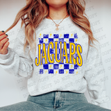 Distressed Jaguars Checker DTF Print