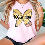 100th Day Pencil Bow DTF Print
