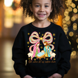 Handdrawn bow Oh Come Let us Adore Him DTF Print