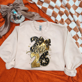 Leopard Black Gold Hello 2026 DTF Print