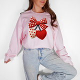 Faux Crochet Heart Cherries DTF Print