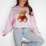 Red Heart Fur Teddy Bear DTF Print