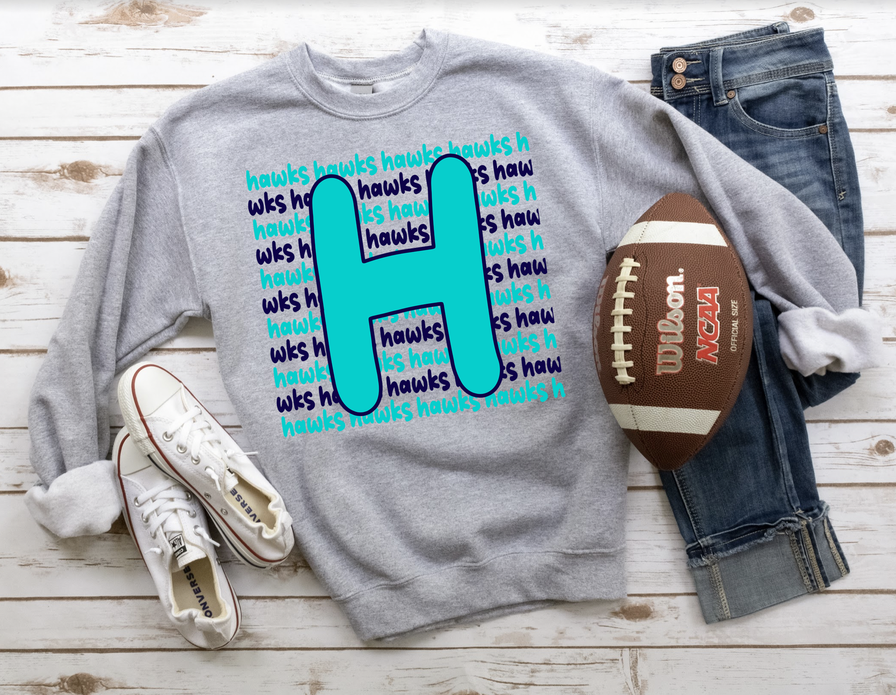 Hawks Funky Repeat DTF Print