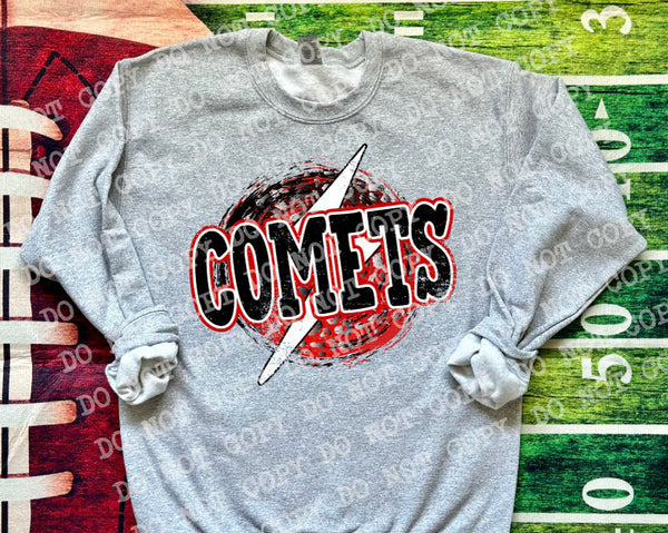 Comets Circle Leopard Bolt DTF Print