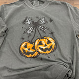 Lace Bow Pumpkin Cherries DTF Print