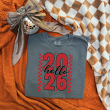 Hello 2026 New Year Red Checker Grunge  DTF Print