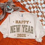 Leopard Happy New Year 2026 Grunge DTF Print