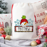 Personalized Snowman Name Trio RED Santa Sack DTF Print