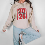 Hello 2026 New Year Red Checker Grunge  DTF Print