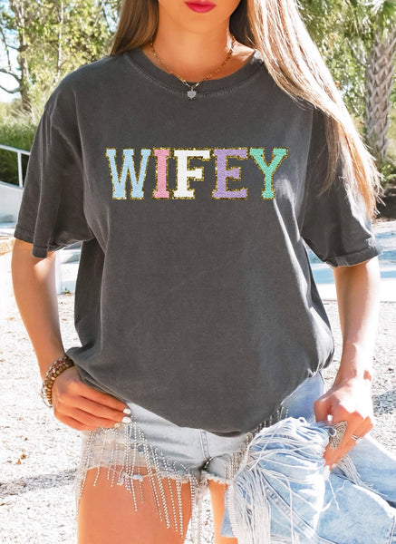 Wifey Faux Chenille Patch DTF Print