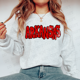 Distressed Wonky Arkansas Red Black DTF Print