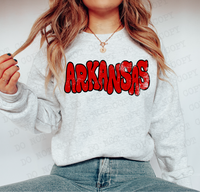 Distressed Wonky Arkansas Red Black DTF Print