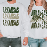 Arkansas Matching Stacked Camo Greens DTF Print