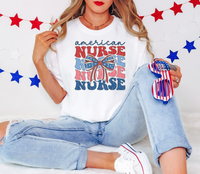 American Nurse Retro Bow DTF Print