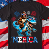 Bigfoot Riding T-Rex Merica DTF Print