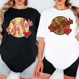 Lady Reds Checker Softball DTF Print