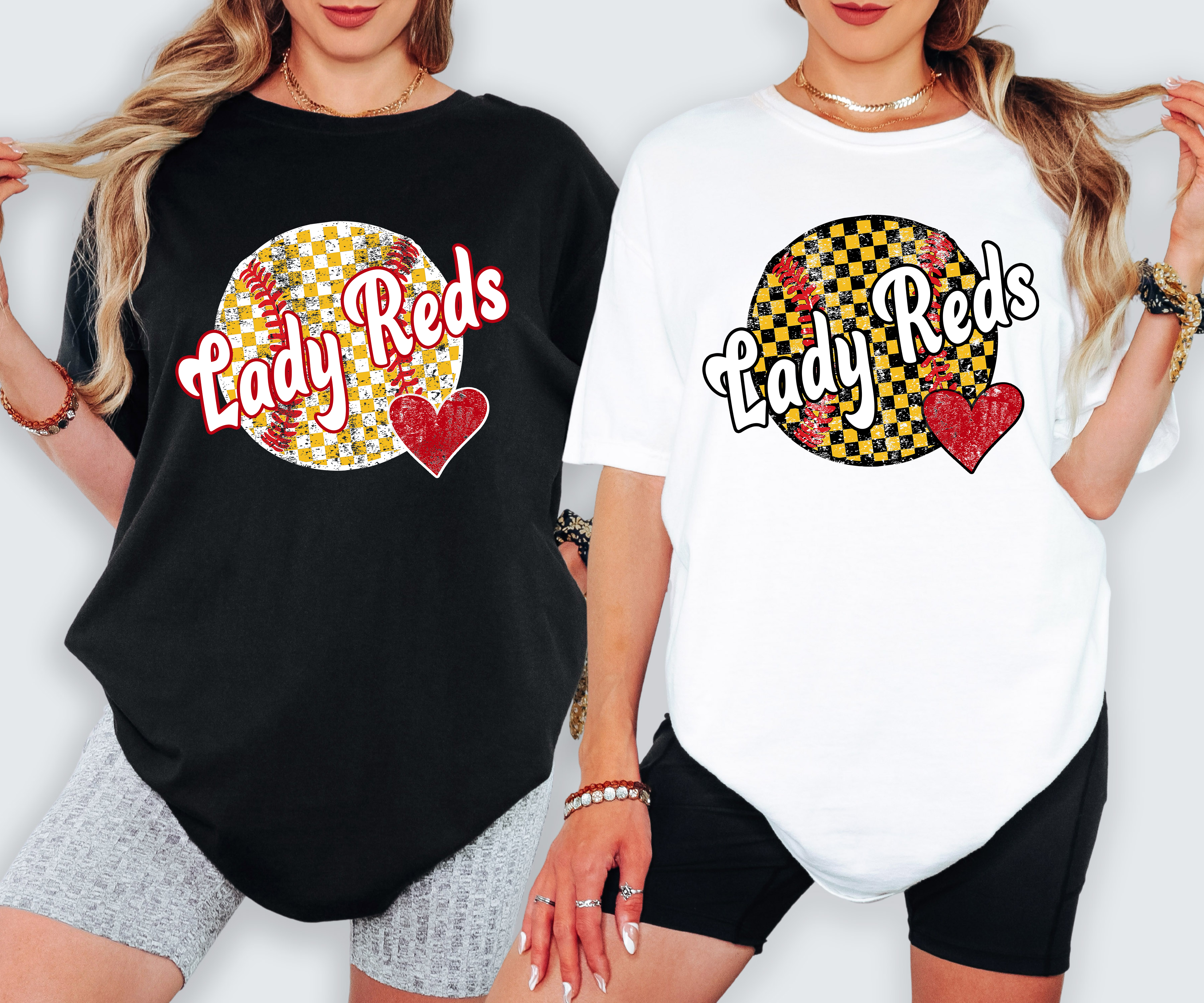 Lady Reds Checker Softball DTF Print