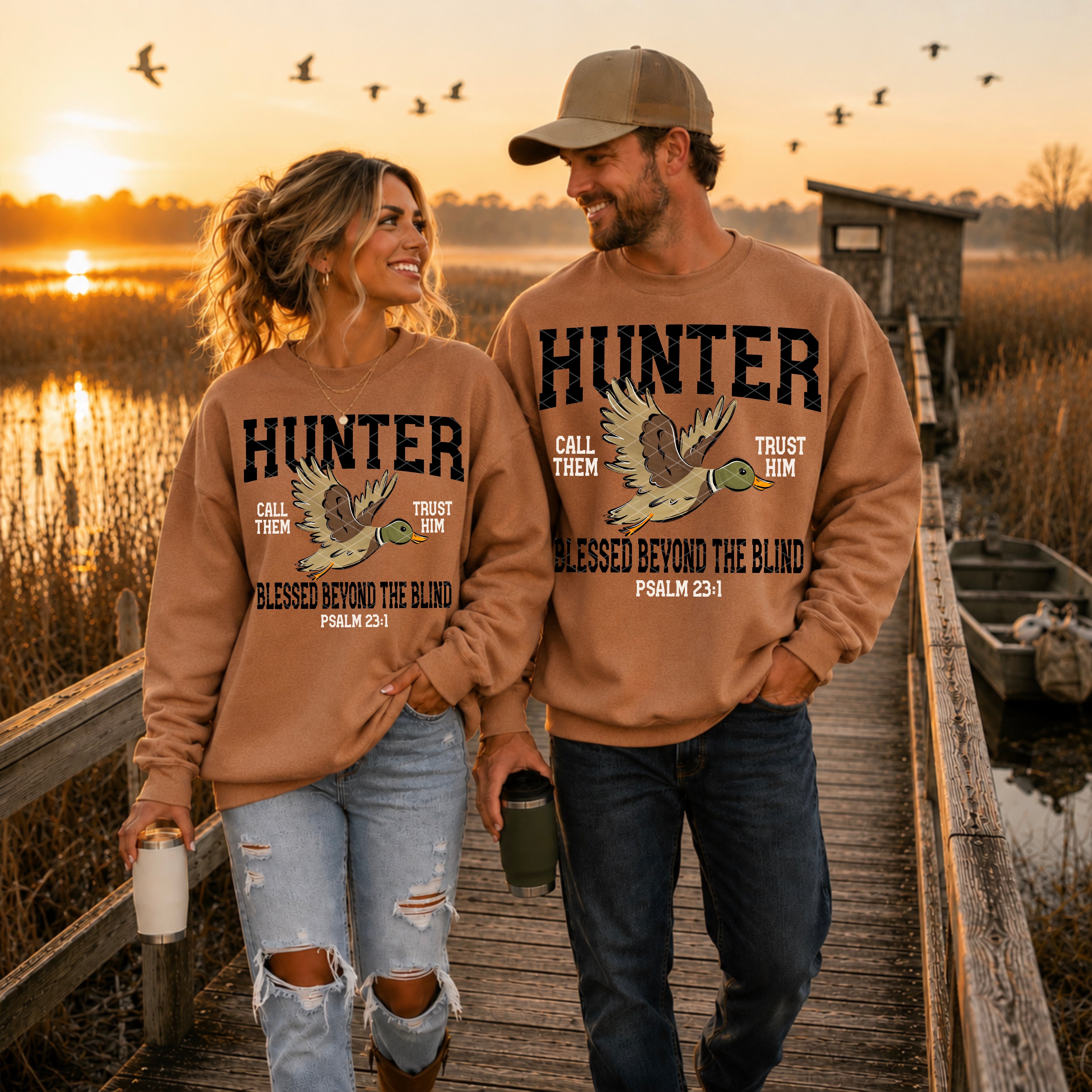 Hunter Blessed Beyond the Blind Psalm 23:1 Duck Hunting DTF Print