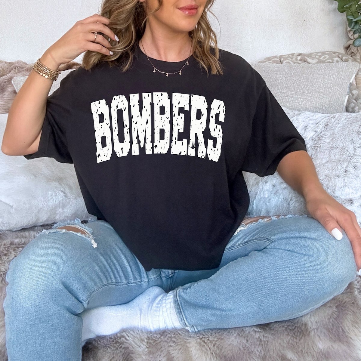 Bombers Varsity Distressed Teams DTF Print