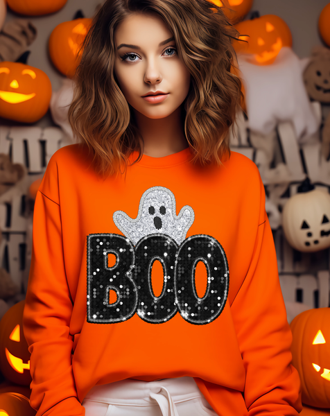 BOO Ghost Faux Embroidery DTF Print