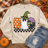 BOO Ghost Witch Hat Checkerboard Halloween DTF Print