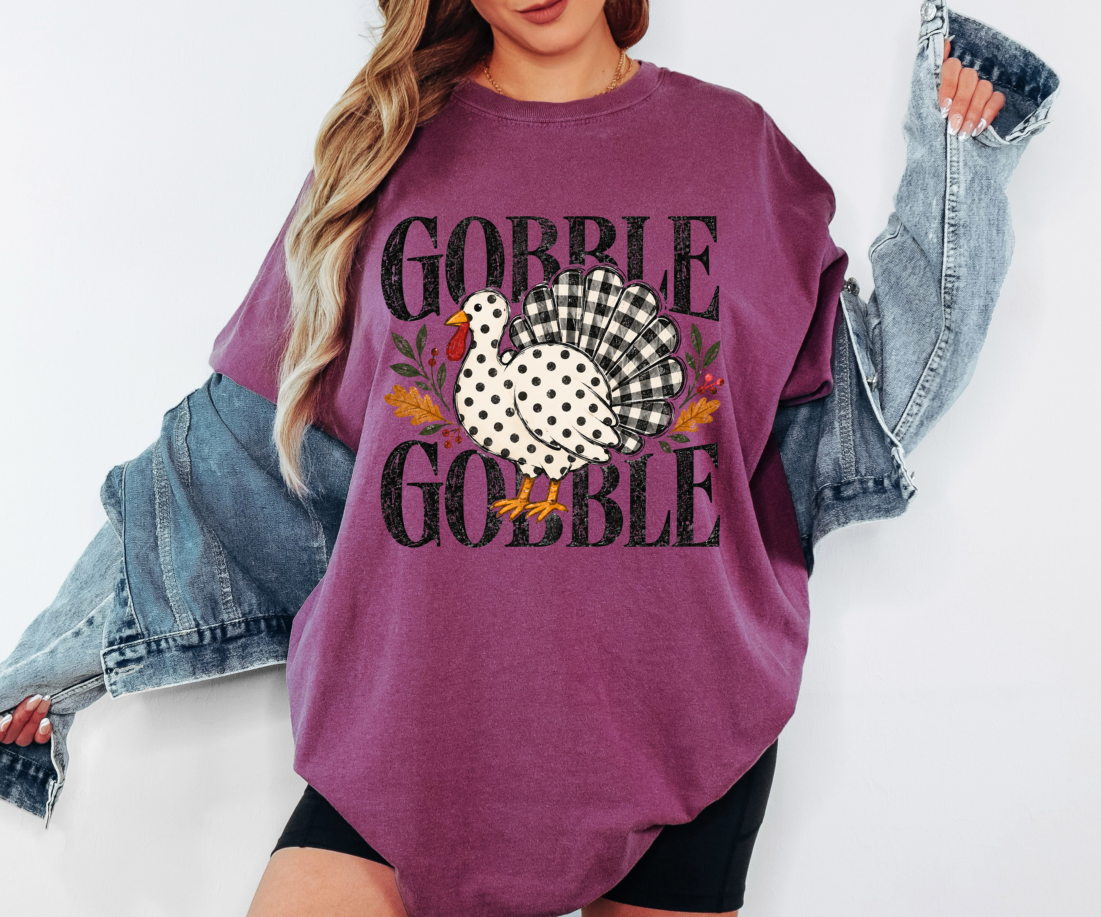 Gobble Gobble Polka Dot Turkey DTF Print