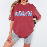 Amen Pearl Patriotic Floral DTF Print